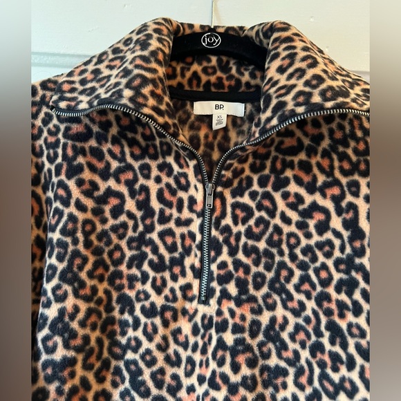 BP Quarterzip Leopard Animal Print Fleece Pullover Size XS NWOT - Picture 2 of 4